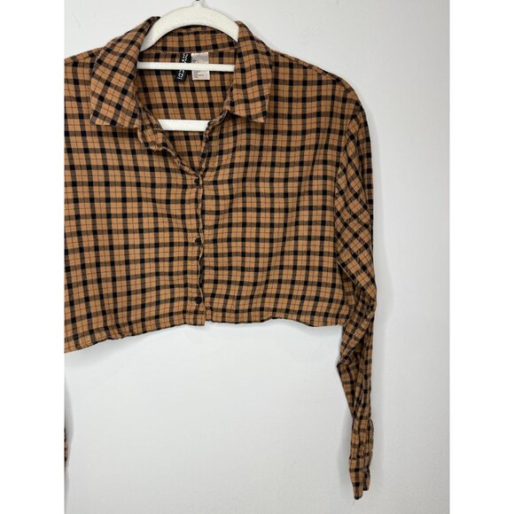 H&M Brown Plaid Crop Top - Picture 3 of 12